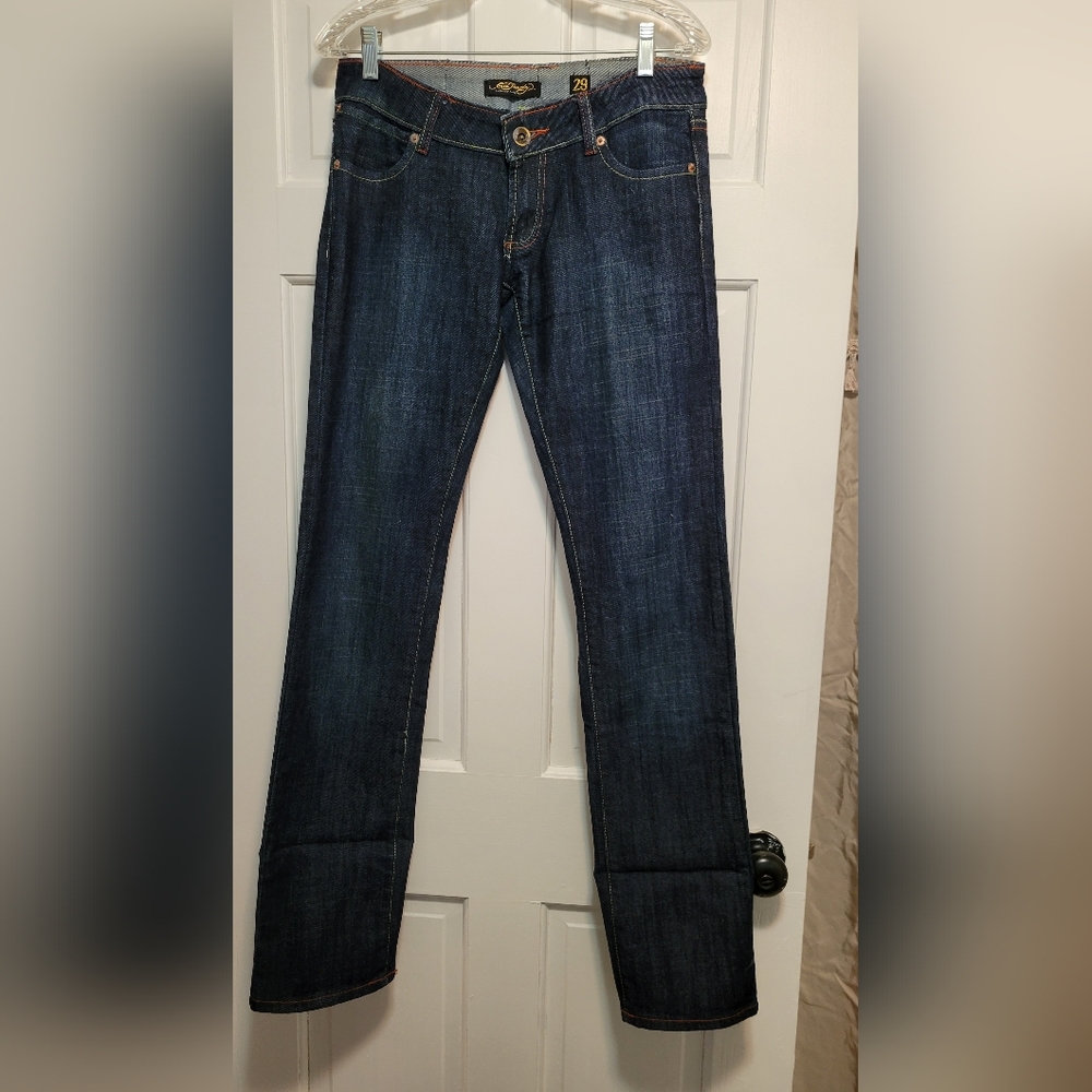 New Vintage  Ed Hardy Christan Adingier Skull & Rose Denims - Picture 2 of 7